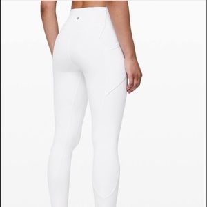 White LuLu Leggings with pockets